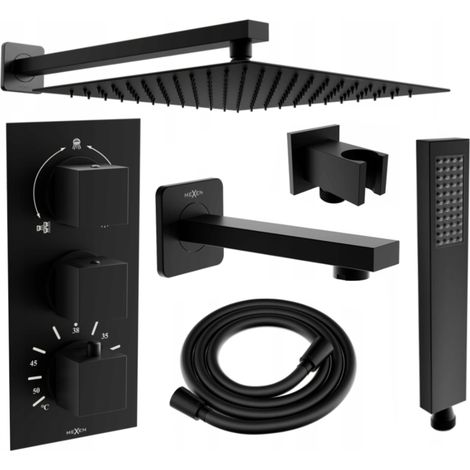 Mexen Cube DR02 Unterputz-Badewannen-/Brausegarnitur mit Regenbrause 30 cm, Schwarz - 77503DR0230-70 (1/5)