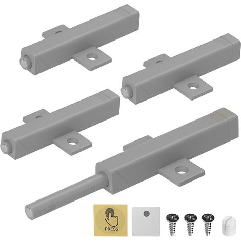Push to Open Aimant Porte Placard Jiayi Lot de 4 Poussoir Placard Loquet Magnetique Porte Fermeture Push Open Amortisseur pour Lourd Porte Armoire Fermeture Systeme pour Tiroir, Gris (1/5)