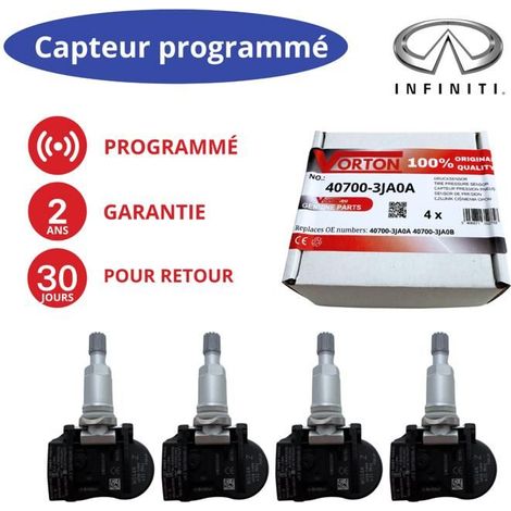 Sensore TPMS preprogrammato Infiniti 40700-3JA0A/3JA0B (x4) - Q50 Q60 QX60 433MHz