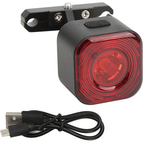 Feu arrière vélo intelligent capteur lumineux, recharge USB, alliage aluminium, étanche IPX6, batterie 500mAh (1/5)