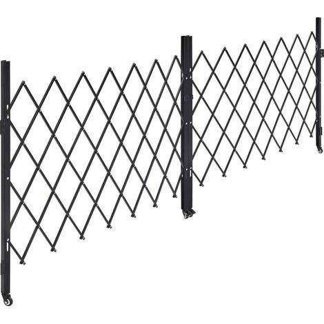 Mophorn Puerta de seguridad plegable doble, puerta de tijera con cerradura y ruedas giratorias, puerta retráctil de acero para entradas, garajes, almacenes y piscinas, 145,67 x 63,19 pulgadas (1/5)