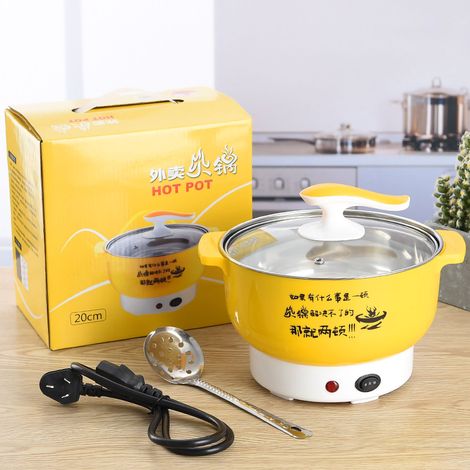 Casserole électrique 1,8 L 400 à 800 W, paroi intérieure en acier inoxydable, 2 modes de cuisson, protection contre la surchauffe.