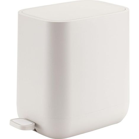 Cubo de basura con pedal de 7 litros, pequeño cubo de basura para baño con tapa de cierre suave, cubo de basura para residuos de inodoro, hogar, cocina, oficina, ABS liso, lavable, color marfil.