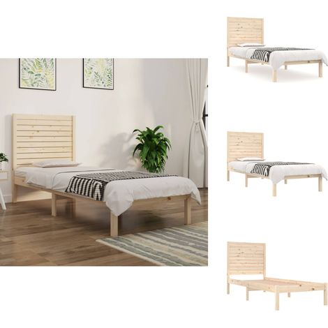 Cadre de lit sans matelas 75x190 cm bois massif - Cadre De Lit - Lit Simple - Lit En Bois - Bois Massif - Tête De Lit (1/5)