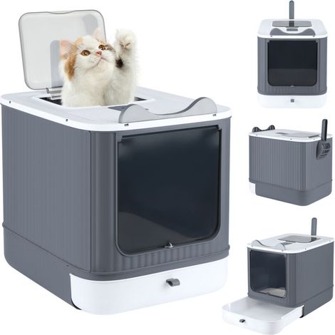 Bac à Litière Chat Fermé avec Pelle - Grande Maisonnette Hygiénique et Discrète pour Chat - 35x45x37 cm - Design Moderne et Élégant (1/5)
