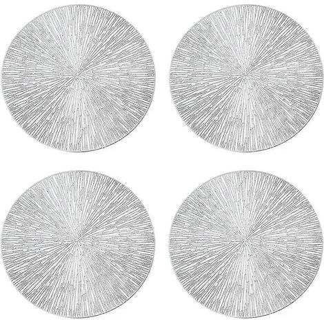 4pcs Sets de table ronds Restnt Hollow Pvc Rat Meal Mat Anti-hot Dining Table Line Mat Steak (1/5)