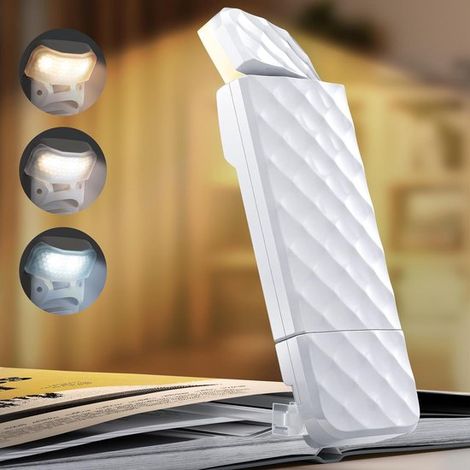 Lampada da lettura per libri, lampada con lente d'ingrandimento per il letto, lampada con morsetto, 5 livelli di luminosità, rotazione di 90°, 3 livelli di colore (1/5)