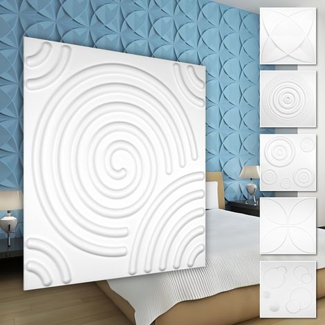 Pannelli murali 3D plastica PVC - rivestimento murale bianco con aspetto 3D - motivi a ghirigori: 1 pannello/campione, HD069
