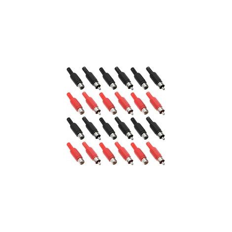 Lot de 40 adaptateurs de prise RCA audio vidéo de rechange RCA mâle et femelle (10 rouge/noir mâle et 10 rouge/noir femelle)