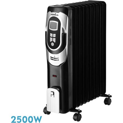 Komfort-Ölkühler 2500 W, 11 Elemente, Schwarz/Silber, 3 Topf-Thermost.reg. Zeitgesteuerte, ind. Lichträder 62x49x24cm