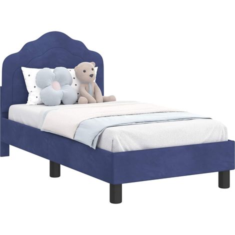 Toddler Bed Frame with Headboard Police Blue 70 x 140 cm Velvet vidaXL