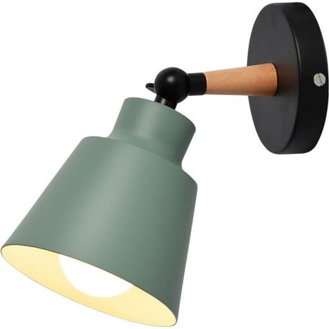 Appliques Murales Rétro Vintage E27 Luminaire Plafonnier Industriel en Bois et Métal Réglable Lampe Murale Interieur Applique Moderne pour Chambre Entrée Salon (Vert)