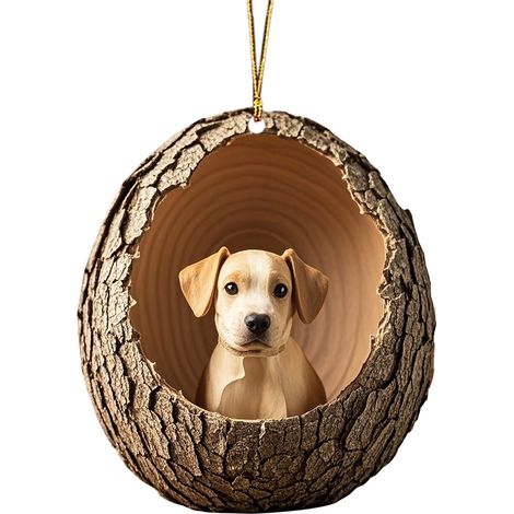 Ornement Animal - Décoration Arbre De Noël En Acrylique Plat 2D - 8 Cm - Chien - Lot De 1 (1/5)