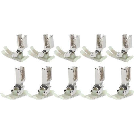 Lot de 10 pieds presseurs pour machine à coudre industrielle, plat, acier inoxydable et plastique, fournitures MT‑18 (1/5)