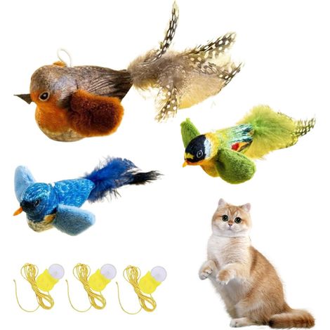 Jouet interactif pour chat oiseau chantant avec herbe à chat (1/5)
