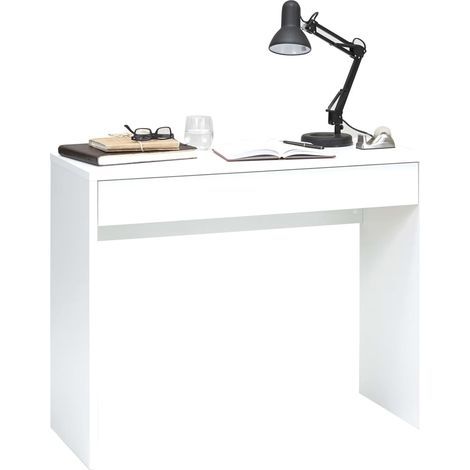 Bureau simple 1 tiroir 100x40x80 cm blanc (1/4)