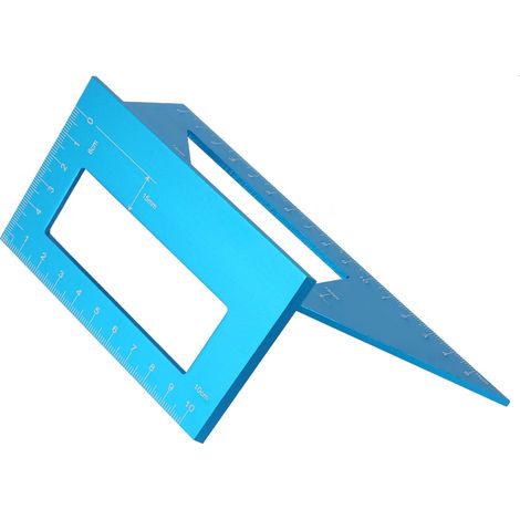 Règle d'angle multifonctionnelle en alliage d'aluminium à 45/90 degrés, jauge de marquage, outil pour le travail du bois (bleu) (1/5)