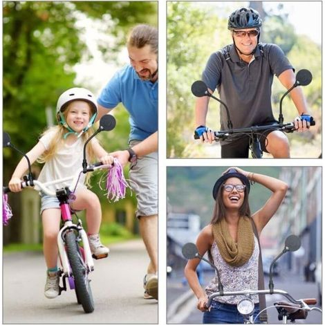 Rétroviseur Vélo - Miroir Convexe 8 cm - Rotatif 360° - Compatible Guidon 22 à 32 mm - Lot de 2 (1/5)