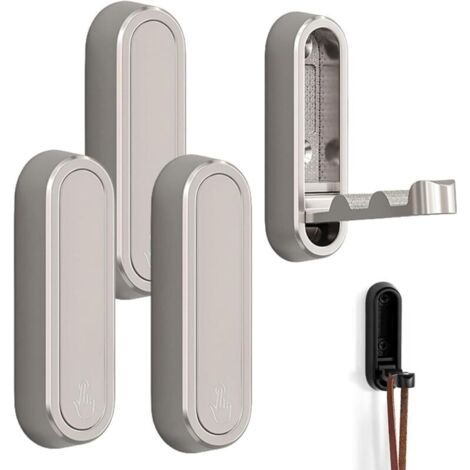 BUNTHAUS 4 Pièces Crochets Muraux Pliables, Crochet Mural en Aluminium, Crochet Pliant 90 Degrés, Crochets pour Manteaux Invisibles pour Bureau Cuisine Chambre Salle de Bain Cuisine (Argent) (1/5)