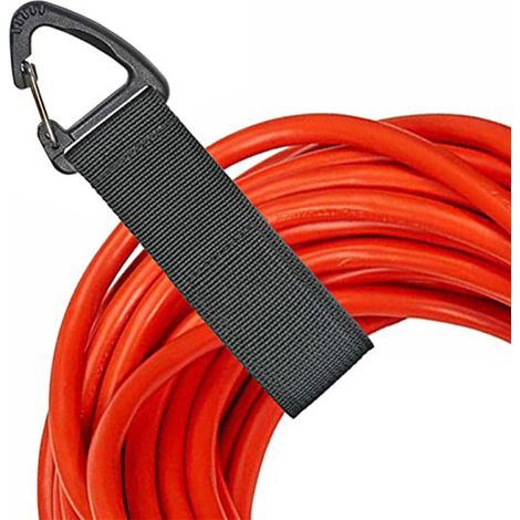 Organisateur de rallonges (lot de 8), support pour rallonges pour garage, sangles de rangement robustes pour câbles, tuyaux et cordes, avec boucle triangulaire de suspension, modèle breveté, petit for (1/5)