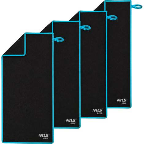Asciugamano in microfibra 200x90 cm, nero-blu, confezione da 4 (1/5)