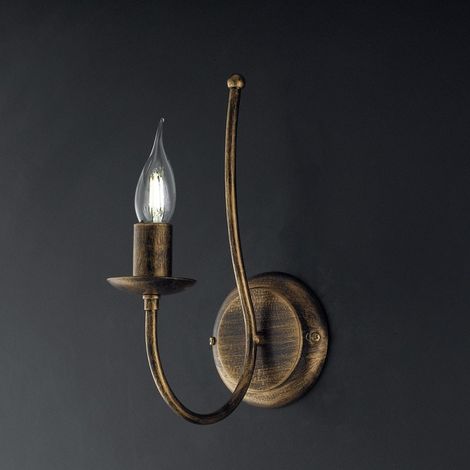 Applique murale en fer marron doré une lumière 21x h31 cm