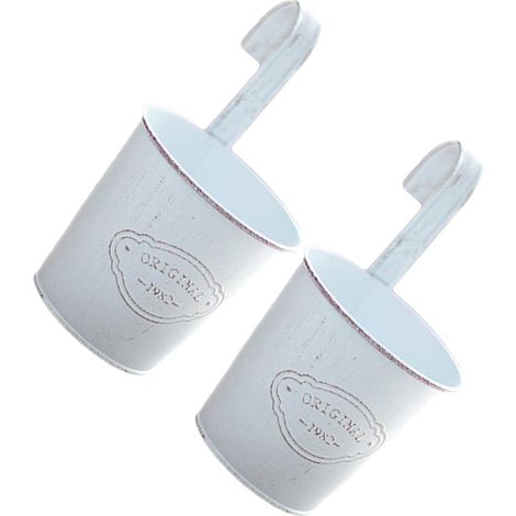 SEWACC Lot de 2 mini pots fleurs suspendus en forme cube fer blanc avec petit crochet (1/5)