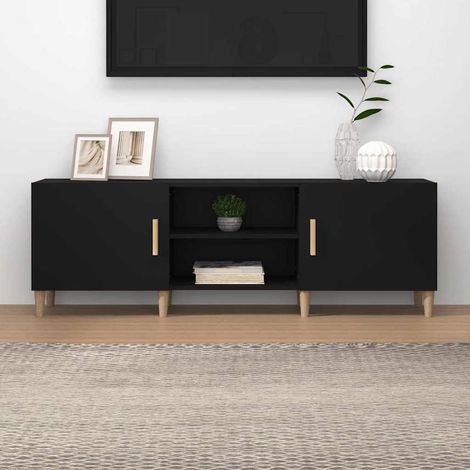 vidaXL Mueble para TV madera contrachapada negro 150x30x50 cm (1/5)