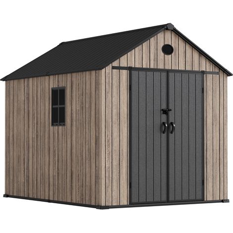 Hoggar – Abri de jardin en résine 6,41 m² – Double porte large 120x170 cm – Fenêtre latérale – Protection UV – Sol inclus – Aérateurs intégrés (1/4)