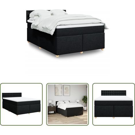 Matelas à ressorts ensachés - Sommier à lattes de lit avec matelas Noir 160x200 cm Tissu (1/5)