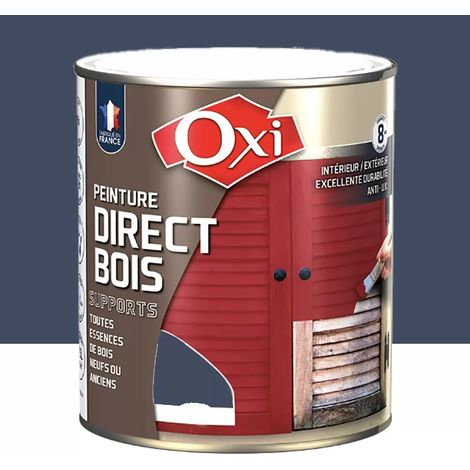 OXI-PEINTURE DIRECT BOIS-Peinture satinée spéciale microporeuse pour bois neufs ou anciens-Bleu Marine (RAL 5003) 2.5 litres (1/4)