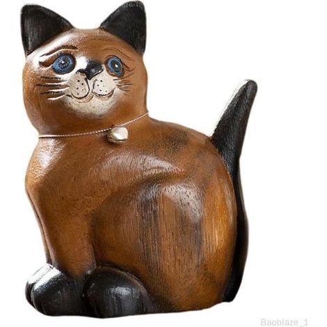 Ornement - Non spécifié - Sculpture Chat en Bois - 11 cm - Décoration Intérieure - Mixte (1/4)
