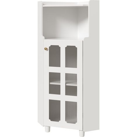 Mueble esquinero blanco lacado con LED y control por app, MDF, 63,5 x 124 cm (1/5)