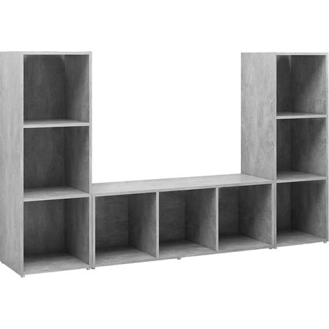 vidaXL Mobili TV 3 pz Grigio Cemento 107x35x37 cm in Legno Multistrato (1/5)
