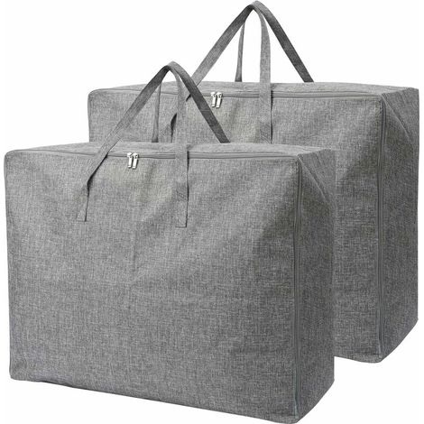 Grands sacs de rangement 84L avec fermeture à glissière et poignées - Paquet de 2 - Robuste, sans odeur, étanche à l'humidité, sacs de déménagement, sacs de rangement sous le lit, rangement pour couve (1/5)
