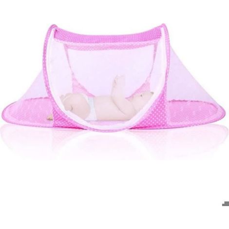 Moustiquaire Lit Bébé - 110 x 60 x 38 cm - Tente Pliable Portable avec Structure Acier - Rose - 1 Pièce (1/4)