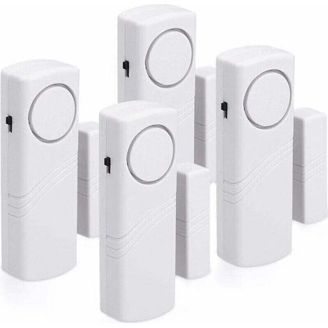 Door and Window Alarm - 4x Wireless Intrusion Alarm Set - Home Security Against Burglary - Magnetic Operation - 100 dB-- (1/4)