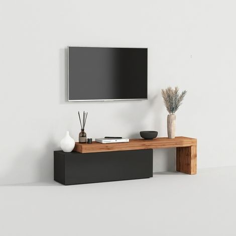 Mobile porta tv estendibile in legno moderno Kirev - Antracite (1/5)