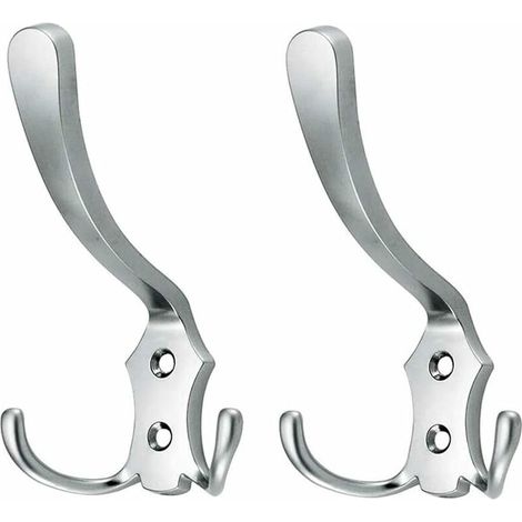 [NON UTILIZZATO] Ganci appendiabiti a doppia punta per impieghi gravosi da 2 pezzi Gancio appendiabiti a parete con viti