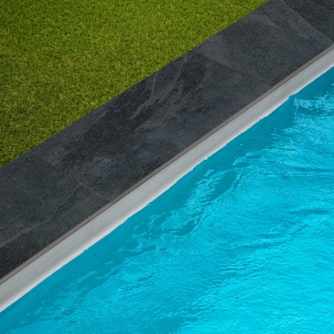 Margelle de piscine effet Ardoise Noire 60x28x2 cm Bord Droit Pietra  - RO'MA CARRELAGE
