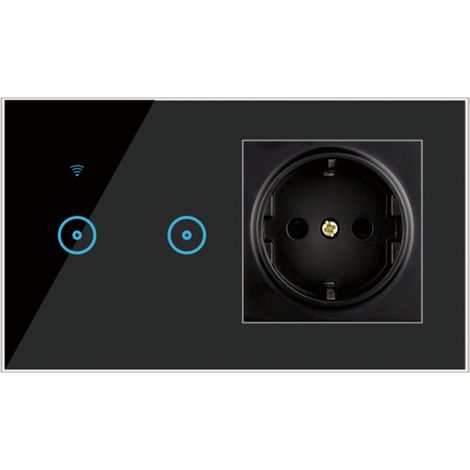 Prise murale intelligente Wi-Fi 95-250 V, interrupteur tactile double, compatible Smart Life, commande vocale/Google, UE (1/5)