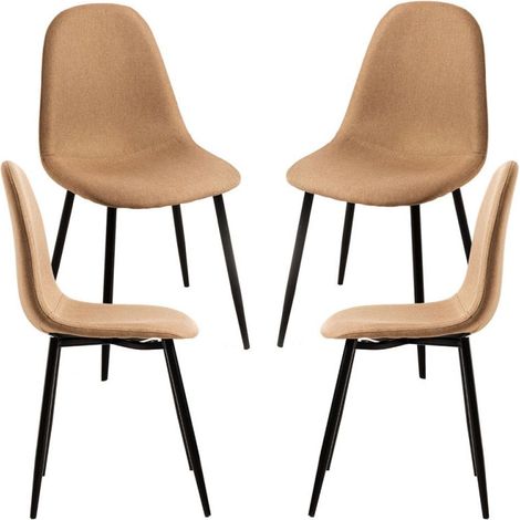 Packs Sillas Comedor - Pack 4 Sillas Black Teok Tela - Marrón arena