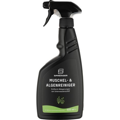 Sprenger Muschel- & Algenreiniger 500 ml Sprühflasche ✔ Entfernt Bewuchs, Pocken & Rost an Unterwasserschiff, Z-Antrieb & Außenborder - Bootspflege