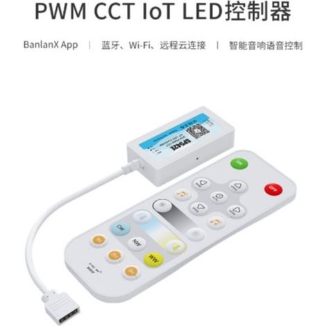 SP542E 2CH PWM CCT IoT LED controller, compatible with smart speaker apps, remote controls and voice commands.