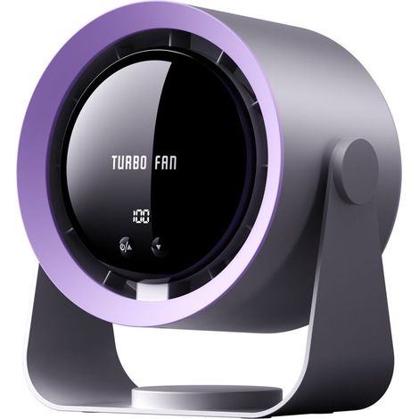 Ventilateur de table silencieux, rechargeable par USB, avec batterie de 5400 mAh, affichage LED, vitesse réglable et inclinaison à 90°. (1/5)