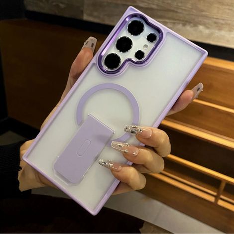 Étui de protection magnétique avec support et chargeur sans fil pour Samsung S25 (violet clair) (1/5)