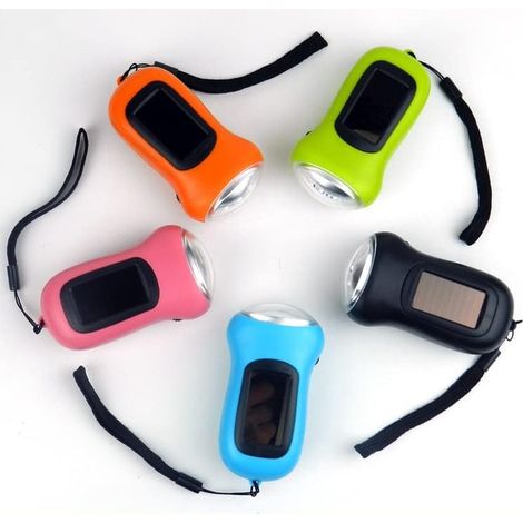Lampe Torche Dynamo - Énergie Solaire et Manivelle - Pour Camping et Sécurité Enfants - 1 Pièce (1/5)