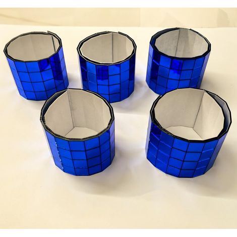 Lot de 600 mini miroirs carrés autocollants en verre véritable bleu 10 x 10 mm (1/5)