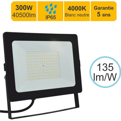 Projecteur LED pro haute puissance 300W 40500lm 135lm/W 4000K IP65 - câble 1M - garantie 5 ans (1/5)