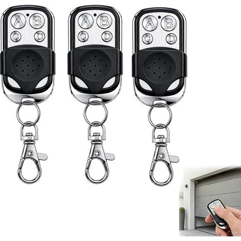 3 Telecommande Universelle Portail, 433.92 MHz Telecommande Garage sans Fil 4 Boutons Code Fixe Bip Portail Universelle avec Couvercle Coulissant pour Voiture et Porte Garage Electrique (1/5)